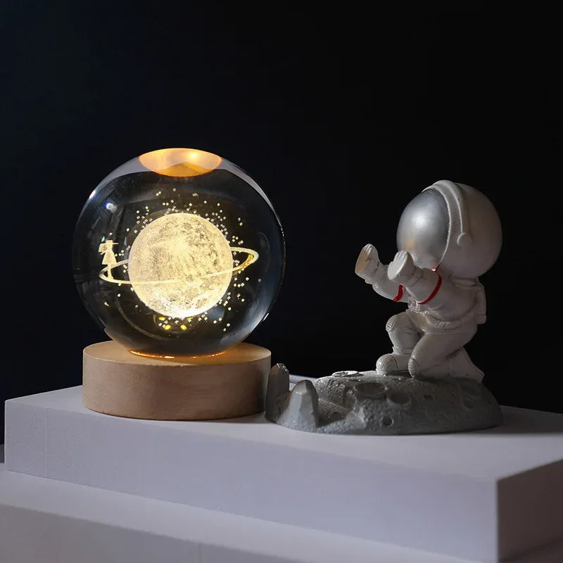 Crystal Ball 3D Customised, Planet Night Light Laser Engraved Solar System Globe Astronomy Festival Gifts Home Desktop Decoration