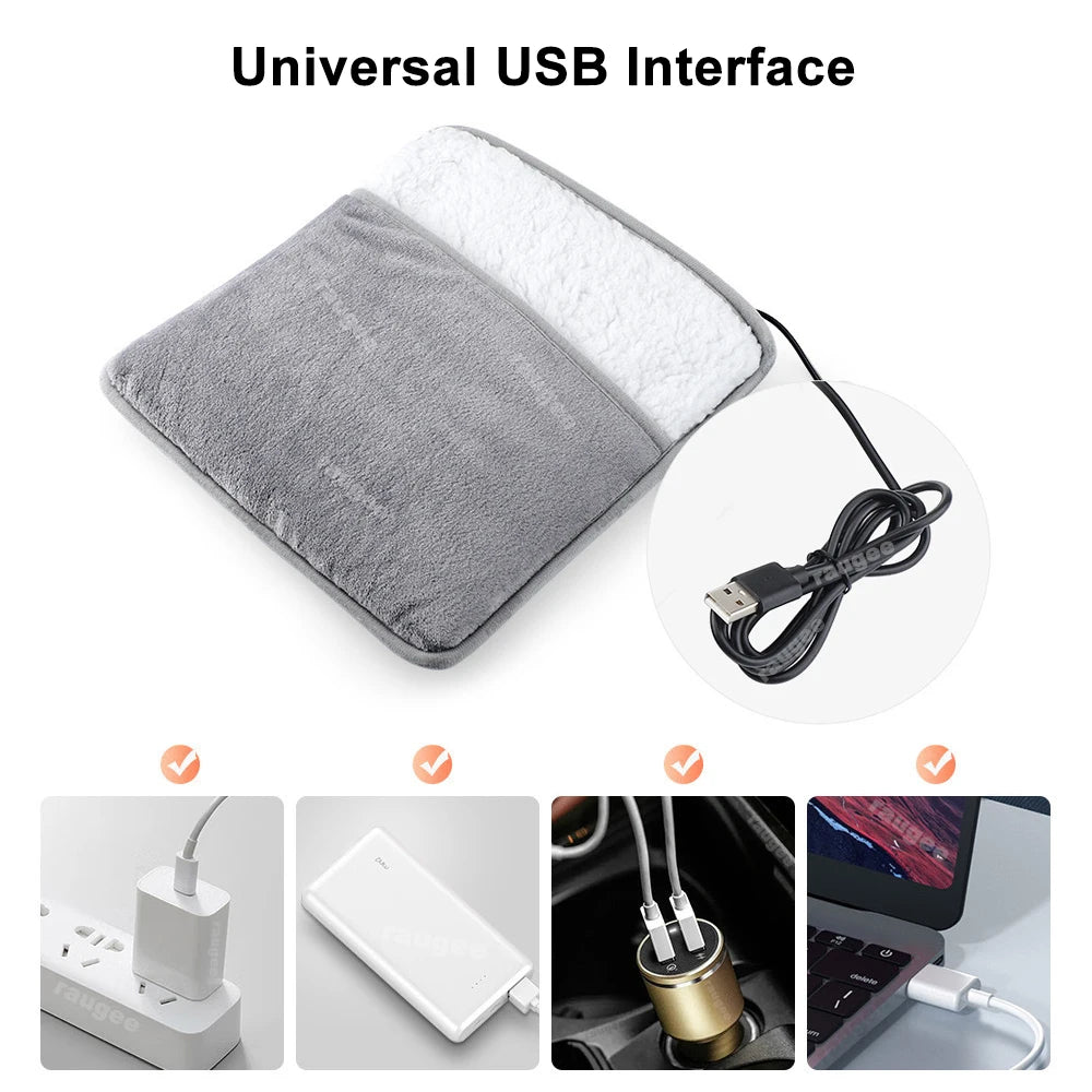 USB Heated Foot Warmer – Soft Plush Electric Thermal Foot Pad