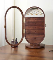 Solid Wood Jewellery Box with Mirror – Rotating Multifunctional Storage Cabinet