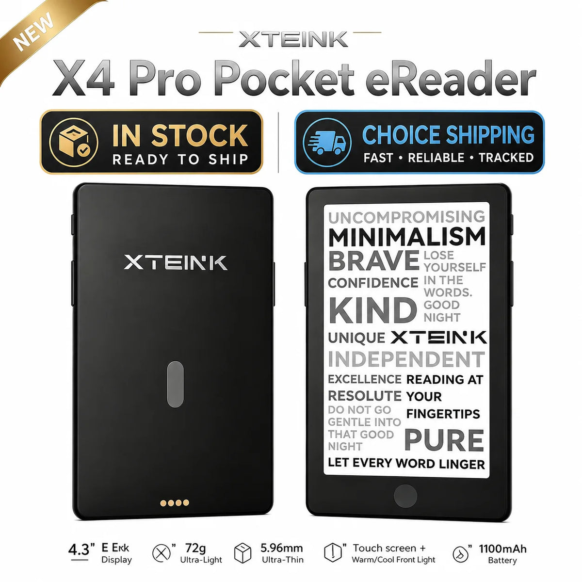 XTEINK X3 Pro E-Reader – Pocket-Size E-Ink Reader, Lightweight