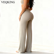 VEQKING Women's High-Waist Yoga Pants – Stretch Straight-Leg Trousers