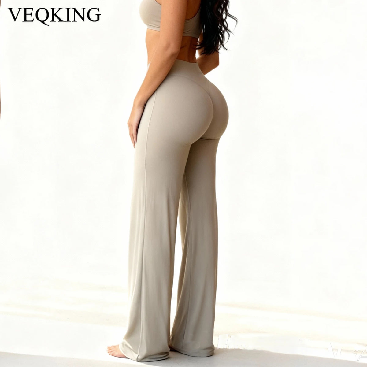 VEQKING Women's High-Waist Yoga Pants – Stretch Straight-Leg Trousers