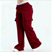 Women's Wide-Leg Cargo Pants – Elastic Waist with Large Pockets