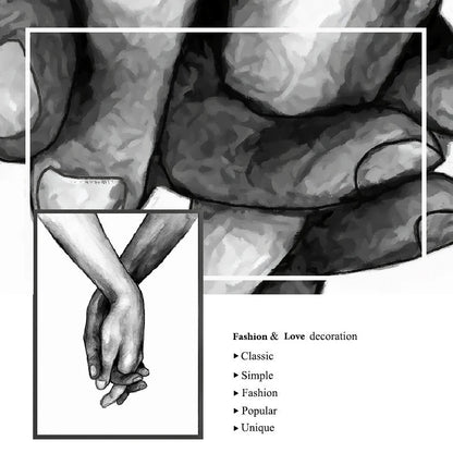 Black White Style Sweet Love Wall Art Canvas Poster Minimalist Hand In Hand Print Painting Picture For Living Room Bedroom Decor