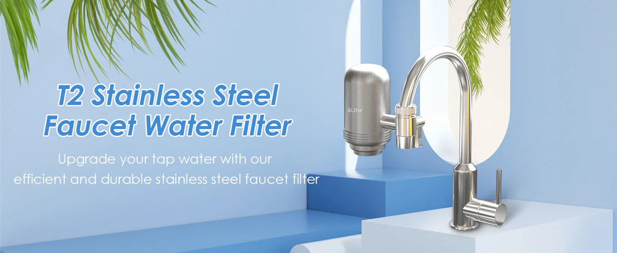 ALTHY Faucet Water Filter – 5-Stage Stainless Steel Purifier