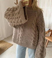 Women's Loose Lantern-Sleeve Knit Jumper – Cosy Winter Sweater