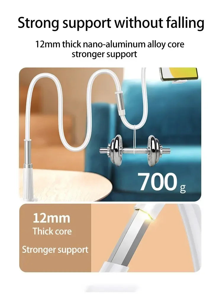 Flexible Bedside Phone Holder – Long Gooseneck Arm, Adjustable Height