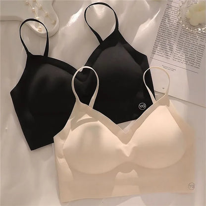 Women Invisible Bra Deep U Plunge Bras Backless Top for Dresses Sexy Lingerie with Transparent Strap Push Up Strapless Underwear