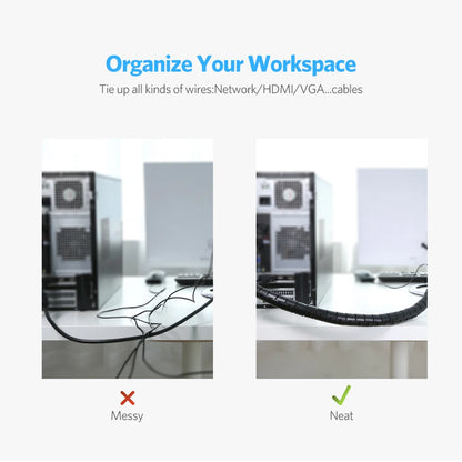 1.5/2m 10/16 mm Flexible Spiral Cable Organizer Storage Pipe Cord Protector Management Cable Winder Desk Tidy Cable Accessories