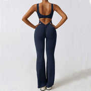 Women's Gym Jumpsuit Set – Yoga Sportswear Romper with Push-Up Support