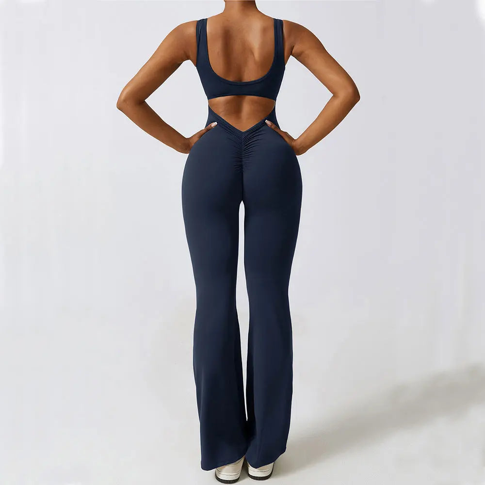 Women's Gym Jumpsuit Set – Yoga Sportswear Romper with Push-Up Support