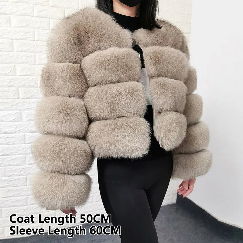 MAOMAOKONG Women's Real Fox Fur Coat – Luxury Winter Jacket