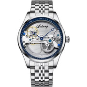 AILANG Men's Hollow Automatic Mechanical Watch – Black Leather, Skeleton Dial