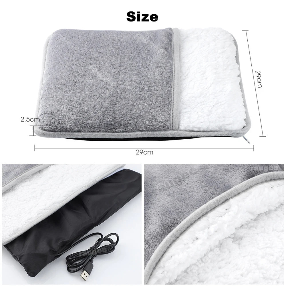USB Heated Foot Warmer – Soft Plush Electric Thermal Foot Pad