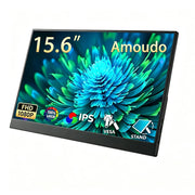 Amoudo 15.6" Portable Monitor – 1080p IPS Display, USB-C & Mini HDMI