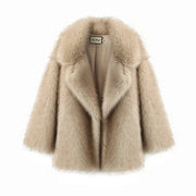 Neo Mint Women's Oversized Faux Fur Coat – Gradient Fluffy Winter Jacket