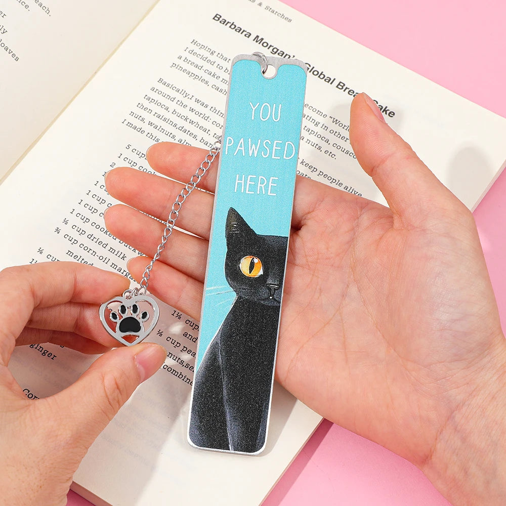 Cartoon cat metal bookmark, cute metal bookmarks with tassel, reading office supplies for cat-loving book lovers