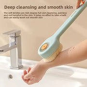 Long-Handle Bath Brush – Soft Liquid-Filled Bristles with Back Scrubber