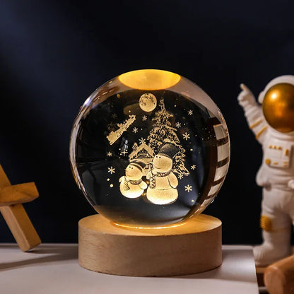 Crystal Ball 3D Customised, Planet Night Light Laser Engraved Solar System Globe Astronomy Festival Gifts Home Desktop Decoration