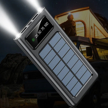 200000mAh Solar Power Bank Large Capacity Super Fast Charging Digital Display 4 Cables External Battery For iphone 16 15 Xiaomi