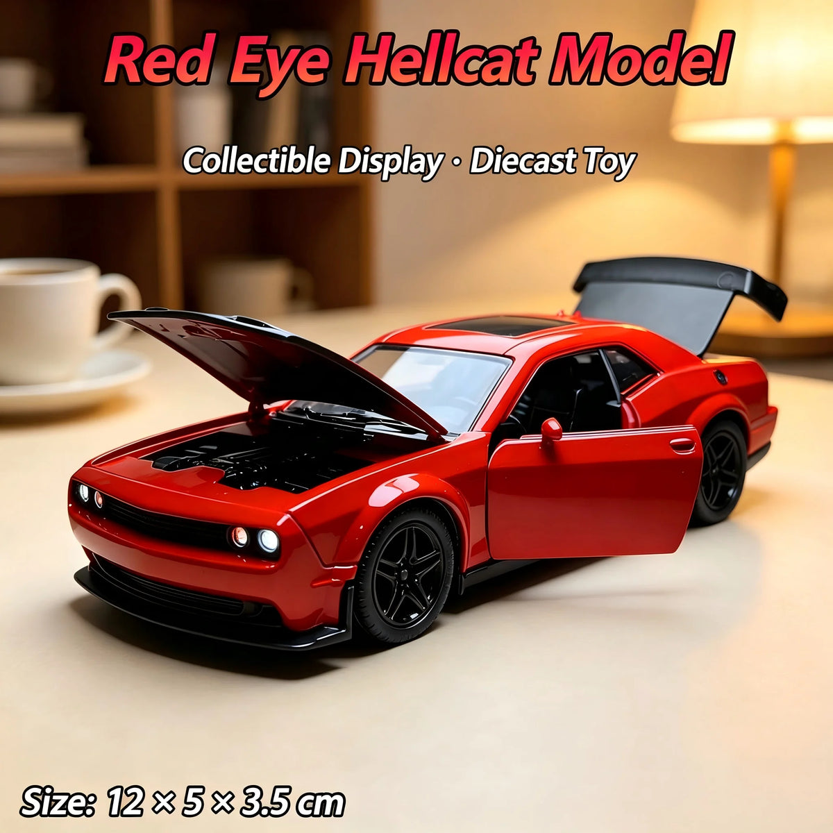 Hellcat 1:36 Diecast Model Car – Pull-Back Toy with Opening Doors