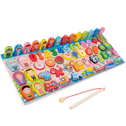 7-in-1 Wooden Learning Board & Magnetic Fishing Game