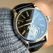 Merkur Men's Tourbillon Skeleton Watch – Sapphire, Green Dial