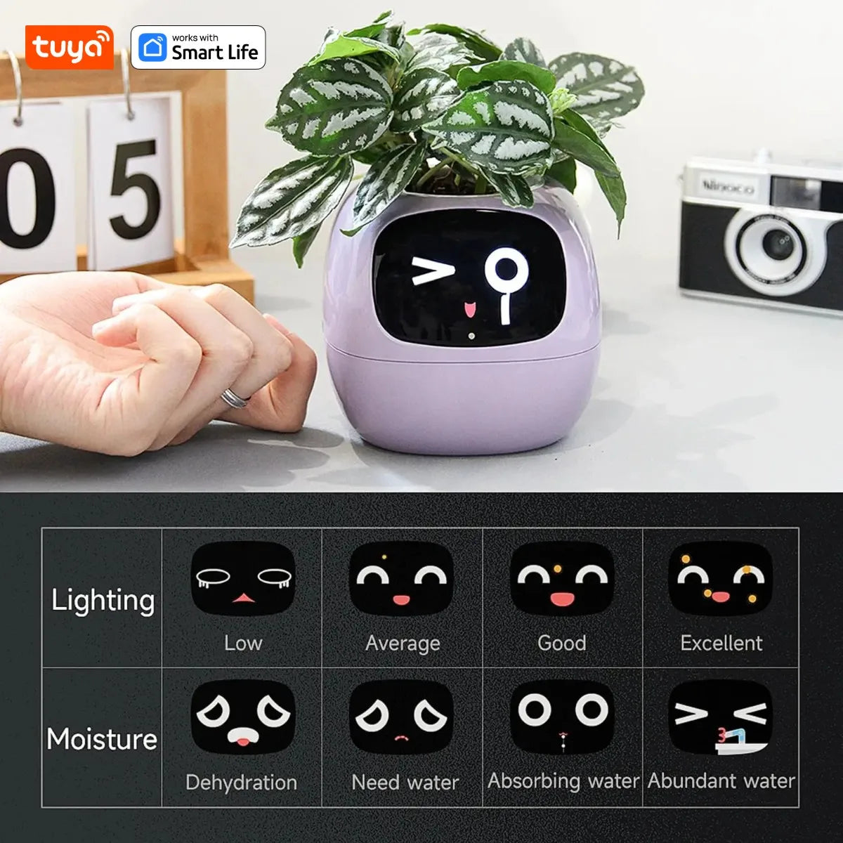 Tuya Ivy Smart Planter – AI Plant Pot with 49 Expressions & 7 Sensors