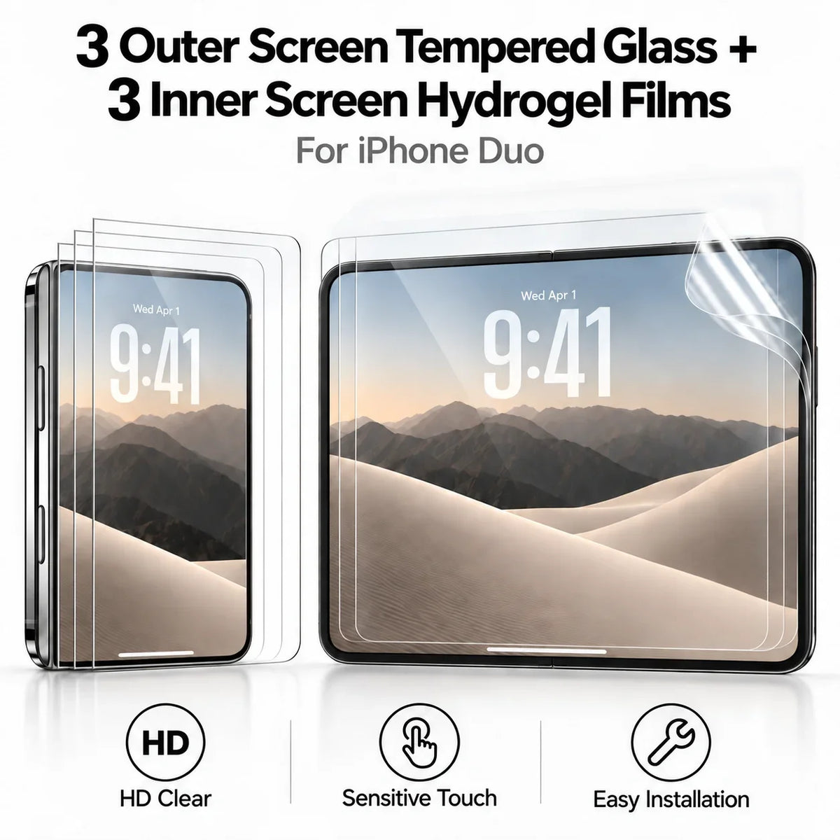 Outer Glass & Inner Film Phone Screen Protector Set