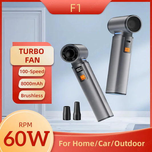600000RPM Air Duster Blower Brushless Turbo Fan Strong Wind Speed Adjustable Turbo Jet Blower Rechargeable Compressed Air Duster