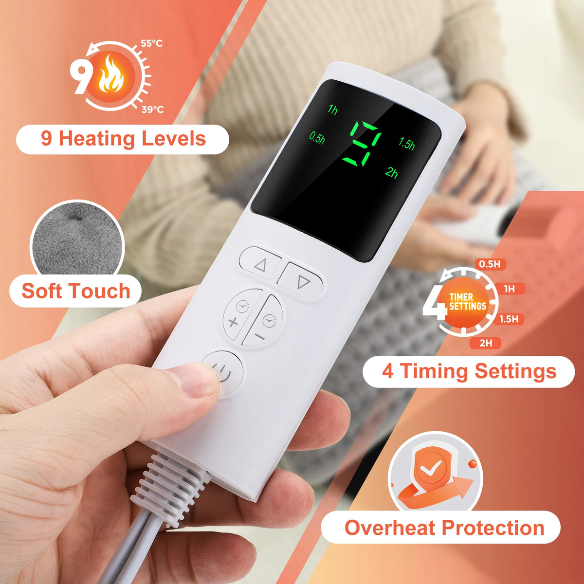 Electric Heated Waist Belt – 9 Heat Levels, Lumbar & Back Warmer