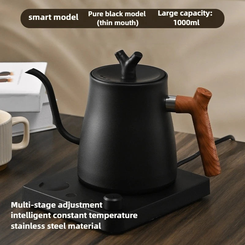 Smart Gooseneck Electric Kettle, Pour Over Coffee Tea, Temp Control & Hold, 1L 304 Stainless Steel,Matte Black 110V/220V