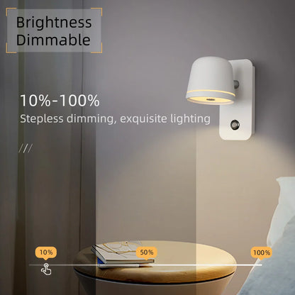 Aisilan LED Dimmable Wall Lamp with touch Switch Adjust Brightness and 3-CCT Rotation Wall reading Sconce for Bedside bedroom