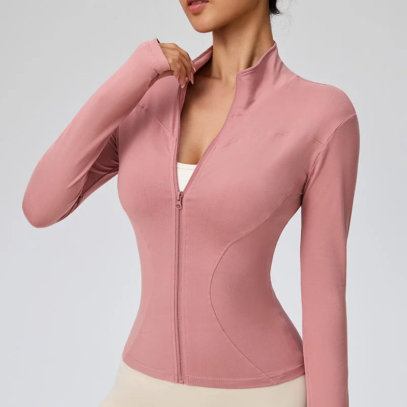 Women's Quick-Dry Pilates Jacket – Lightweight Zip-Up for Gym & Running