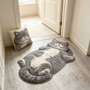 Cat-Shaped Plush Area Rug – Soft Cartoon Floor Mat for Bedroom & Living Room