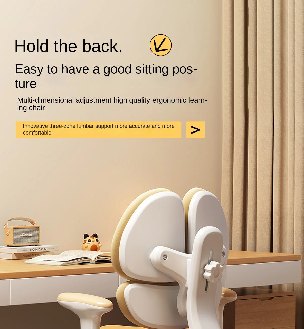 Children's Study Chair to Correct Sitting Posture of Primary School Students can Lift the Seat HomeBackrest Desk Writing Chair