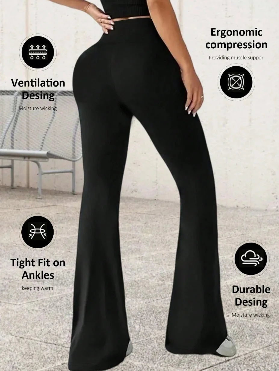 Women's High-Waist Bell-Bottom Trousers – Stretch Flared Yoga Pants