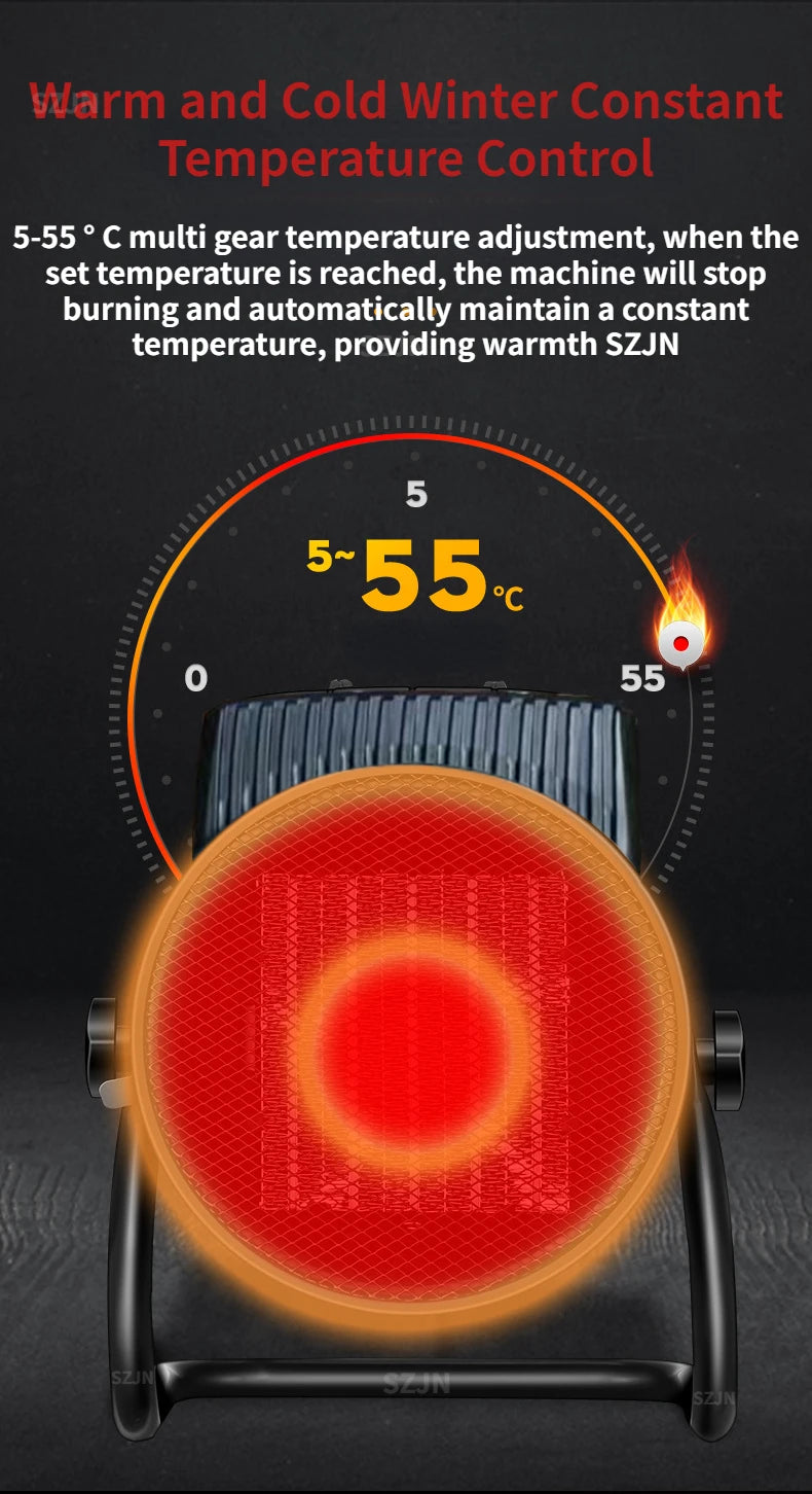 Portable Electric Fan Heater – Adjustable Thermostat, Fast Room Heat