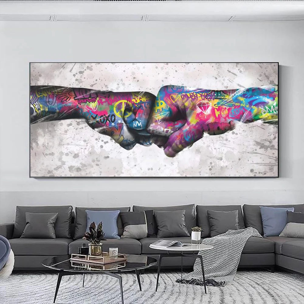 Street Graffiti Canvas Wall Art – Abstract Modern Poster, Living Room