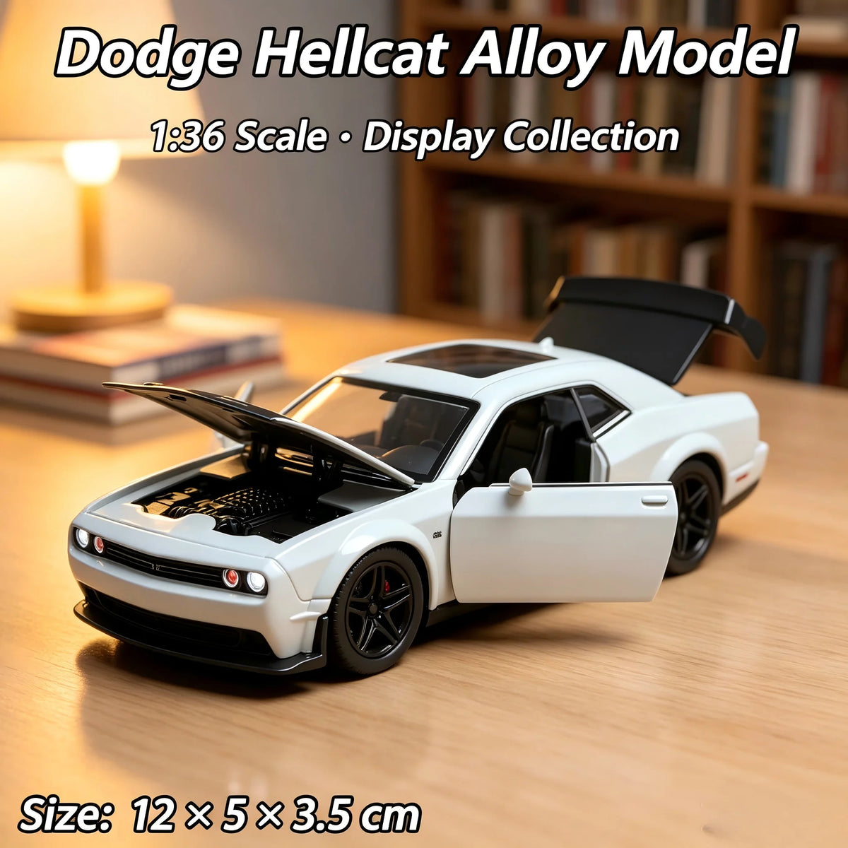 Hellcat 1:36 Diecast Model Car – Pull-Back Toy with Opening Doors