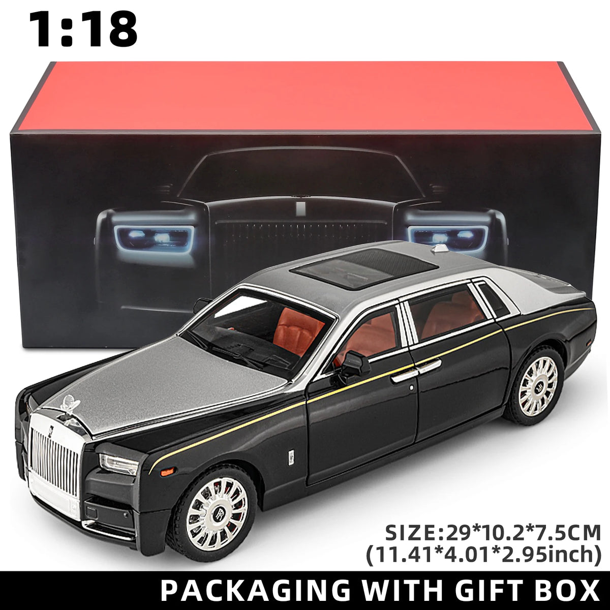 Rolls-Royce Phantom 1:18 Diecast Model – Pull-Back Car, Sound & Light
