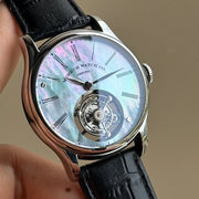 Merkur Men's Tourbillon Watch – Sapphire, Mother of Pearl Dial, Waterproof, 42mm