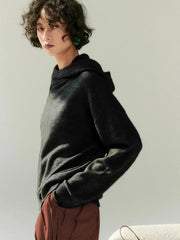 Women's Grey Hooded Cashmere-Blend Pullover – Warm Winter Jumper
