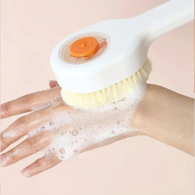 Long-Handle Bath Brush – Soft Liquid-Filled Bristles with Back Scrubber
