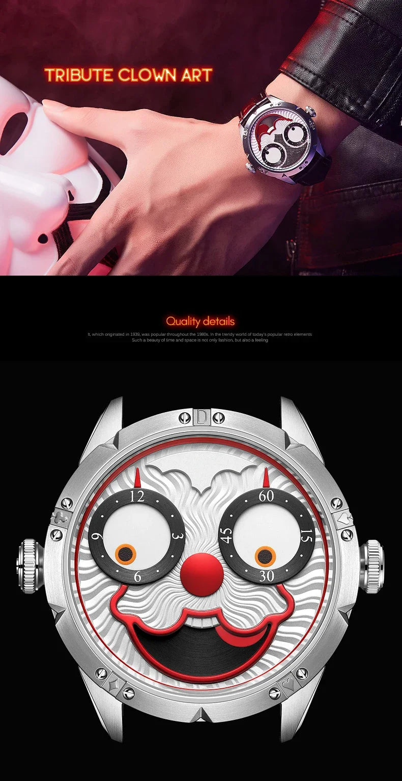Joker Men's Automatic Moon Phase Diving Watch – Leather Strap
