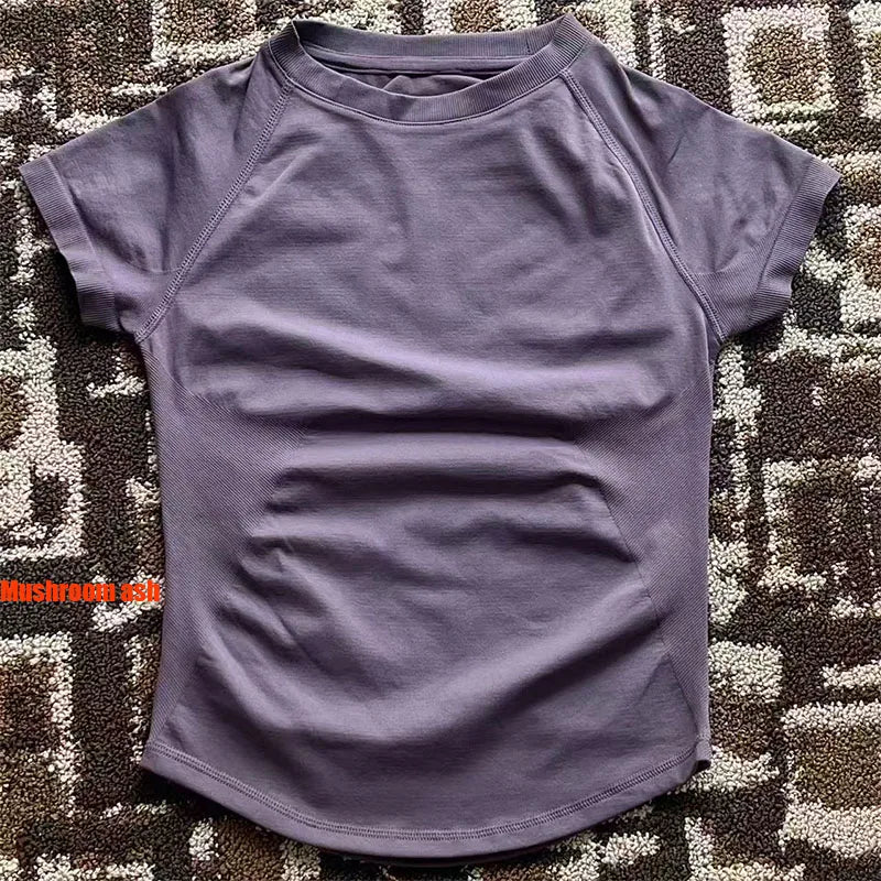 Dneyf Women's Quick-Dry Workout T-Shirt – Breathable Gym Top