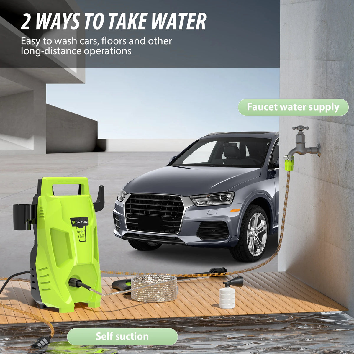 2050PSI Electric High Pressure Washer – 2300W with Adjustable Nozzle & Detergent Tank