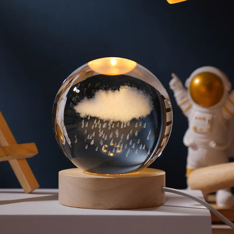 Crystal Ball 3D Customised, Planet Night Light Laser Engraved Solar System Globe Astronomy Festival Gifts Home Desktop Decoration