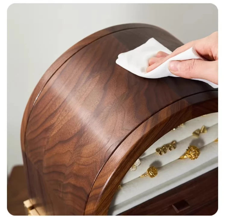 Solid Wood Jewellery Box with Mirror – Rotating Multifunctional Storage Cabinet