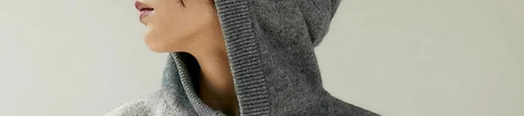 Women's Grey Hooded Cashmere-Blend Pullover – Warm Winter Jumper